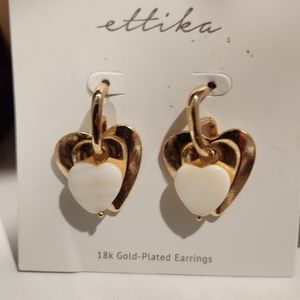 Pearl Heart 18k gold plated earrings